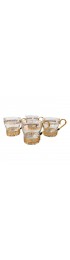 Home Tableware & Barware | Vintage Greek Key Mugs With Brass Holders - Set of 4 - JO15162