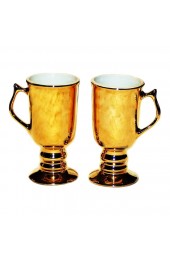 Home Tableware & Barware | Vintage Hall Gold Footed Pedestal Irish Mugs- a Pair - QC62019