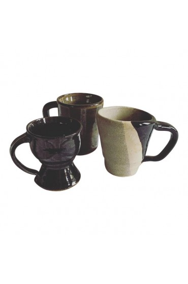 Home Tableware & Barware | Vintage Mismatched Stoneware Mugs- Set of 3 - BX45933