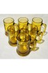 Home Tableware & Barware | Vintage Set of 6 Hazel Atlas Continental Can Company Amber Brown Beer Pressed Glass Stein Mug - QE34506