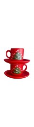 Home Tableware & Barware | Vintage Waechtersbach Christmas Tree Demitasse Mugs with Saucers - A Pair - UN56364
