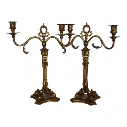 Home Decor | 19th Century French Louis XVI Style Bronze Candelabras - a Pair - NF96604