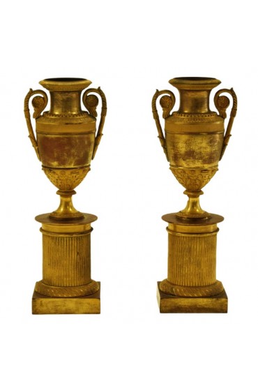 Home Decor | 19th Century Italian Vases on Plinth, Set of 2 - YT23229