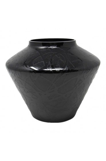 Home Decor | Art Deco Black Amethyst Textured Glass Vase - 1920s - NJ62607