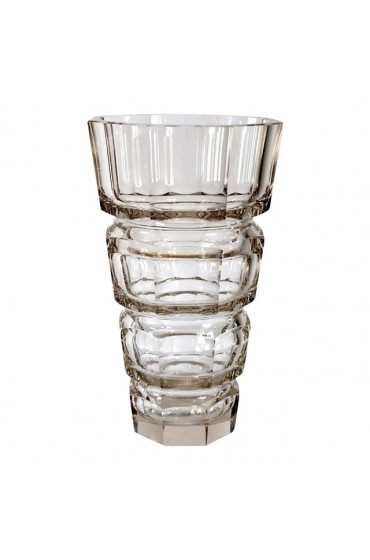Home Decor | Bohemian Josef Hoffmann for Moser Art Deco Faceted Clear Glass Vase - BT34680