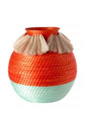 Home Decor | Fanned Out Large Bulbous Vase Tangerine/mint & Neutral Fans - NM90585