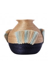 Home Decor | Fanned Out Sisal Small Bulbous Vase Flax/indigo - NK56238