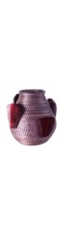 Home Decor | Fanned Out Small Bulbous Sisal Vase Lilac & Lilac Fans - YR08500