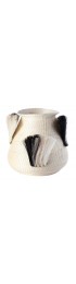 Home Decor | Fanned Out Small Bulbous Vase Cream & Black Fans - TF18012