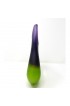 Home Decor | Hand-Blown Satin Glass Teardrop Donut Hole Vase in Green and Purple - Signed by Artist - QA12121
