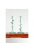 Home Decor | Indian Vintage Brass Candlesticks with Ivy Motifs and Verde Patina - A Pair - ML76890