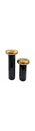 Home Decor | Jaru Black and Gold Ceramic Candlesticks Candle Holders - a Pair - Mid Century Modern - Signed in Three Places - MCM - OX17343
