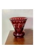Home Decor | Late 19th Century Czech Hand Cut to Clear Cranberry Glass Vase With Animal Motive - TD19198