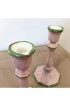 Home Decor | Late 20th Century Palm Beach Style Pink and Green Candlesticks, Made in Italy - a Pair - KZ26371