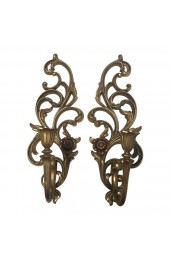 Home Decor | Mid Century Neoclassical Syroco Wall Candle Holders - a Pair - TK40006