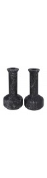 Home Decor | Milos Decorative Candle Holders in Black Marble - Set of 2 - VR48342