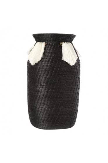 Home Decor | Mini Fanned Out Sisal Vase Tall Black - KZ45576
