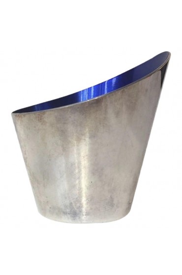 Home Decor | Modernist Concave Vase in Silver Plate & Enamel by DGS for Ronson, 1950s - MS17009
