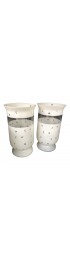 Home Decor | Moon & Stars Decorated Large Scale Frosted Glass Hurricane Shades - A Pair - QV28801