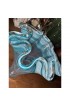 Home Decor | Murano Art Glass Handkerchief Stretch Vase, Teal Blue Crystal Edge With Gold Flakes - TQ45213