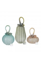 Home Decor | Pastel Glass Pumpkin Candle Holders Set with Tealights- Set of 3 - RK28141