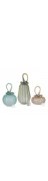 Home Decor | Pastel Glass Pumpkin Candle Holders Set with Tealights- Set of 3 - RK28141