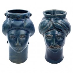 Home Decor | Solimano & Roxelana M Figures • Blue Tindari from Crita Ceramiche, Set of 2 - GK47342