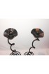 Home Decor | Surrealist Black Gold Distressed Candle Holders - Pair of 2 - KU95814