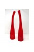 Home Decor | Vintage Tall Red Glass Curved Vases With Bubbles - a Pair - OV82334
