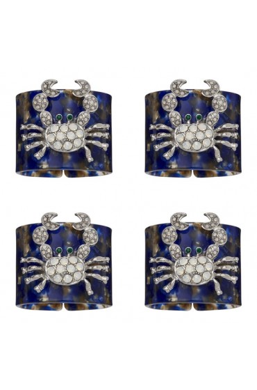 Home Tableware & Barware | Crab Blue Tortoiseshell Resin Napkin Rings, Set of Four - OS03505