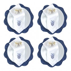 Home Tableware & Barware | Liberty of London Blue Scalloped Placemats and Dreidel Dinner Napkins - Service for 4 - KU36302
