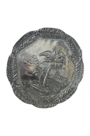 Home Tableware & Barware | 2000s Arthur Court Round Tray With Palm Trees - UO28281