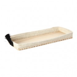 Home Tableware & Barware | Fan Sisal & Wood Bread Basket Cream/Black - BZ65750