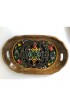 Home Tableware & Barware | 1980s Botanical Hand Painted Indonesian Teak Wood Tray - VP60133