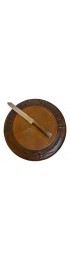 Home Tableware & Barware | Antique English Round Bread Board and Knife Carved Edges- 2 Pieces - GS48454