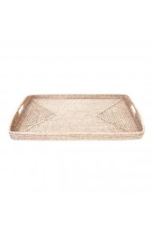 Home Tableware & Barware | Artifacts Rattan Rectangular Ottoman Tray with High Handles in White Wash - 28 - QY15401
