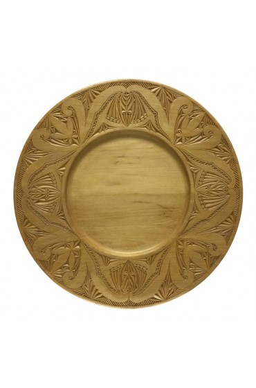 Home Tableware & Barware | Mid Century Hand Carved Pine Charger Tray - VL30480
