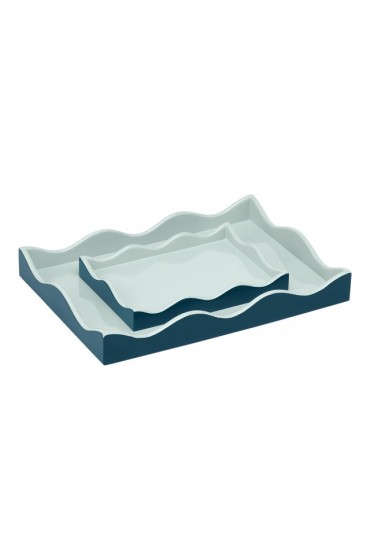 Home Tableware & Barware | The Lacquer Company for Chairish Belles Rives Marine Blue/Sage Trays- Set of 2 - TV35934