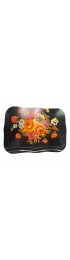 Home Tableware & Barware | Vintage Mid-Century Black With Flowers Toleware Tray - HP41970