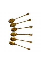 Home Tableware & Barware | 1970s Silea 24k Gold Over Silverplate Coffee Bean Demitasse Spoons- Set of 6 - VW27891