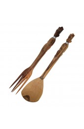 Home Tableware & Barware | African Folk Art Hand Carved Fork & Spoon - A Pair - ST74138