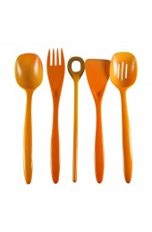 Home Tableware & Barware | Mid-Century Machi Orange & Yellow Swirl Citrine Melamine Melmac Utensils - Set of 5 - GS44815