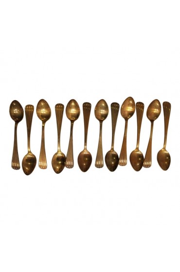 Home Tableware & Barware | Set of 12 Brass or Gold Toned Demitasse Spoons - ZS27436