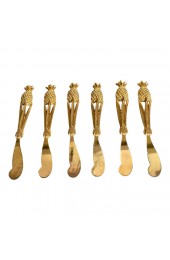 Home Tableware & Barware | Vintage 24 Kt Gold-Plated Cocktail Spreaders With Pineapple Handle- Set of 6 - VX54421