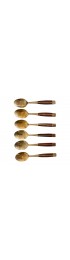 Home Tableware & Barware | Vintage Brass & Wood Serving Spoons- Set of 6 - ZB45894
