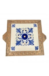Home Tableware & Barware | Vintage Tile Trivet With Wood Surround - IX47003
