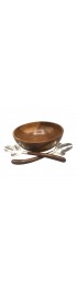 Home Tableware & Barware | 1960s Wooden & Sterling Salad Bowl Set - 3 Pieces - WK97960