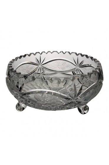Home Tableware & Barware | European Crystal Bowl Saw Tooth Etched Floral Pattern 9 Large Footed Bowl - YK14214