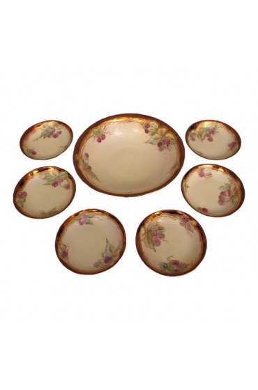 Home Tableware & Barware | Antique Ooak Hand-Painted Hutschenreuther Selb Berry Bowl Set- 7 Pieces - RE57872