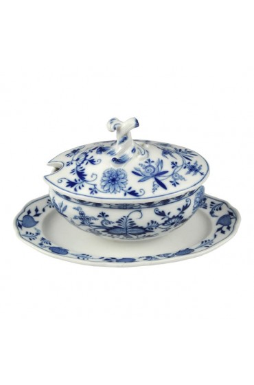 Home Tableware & Barware | Circa 1915 Meissen Blue Onion Sauce Boat and Lid - DY72831